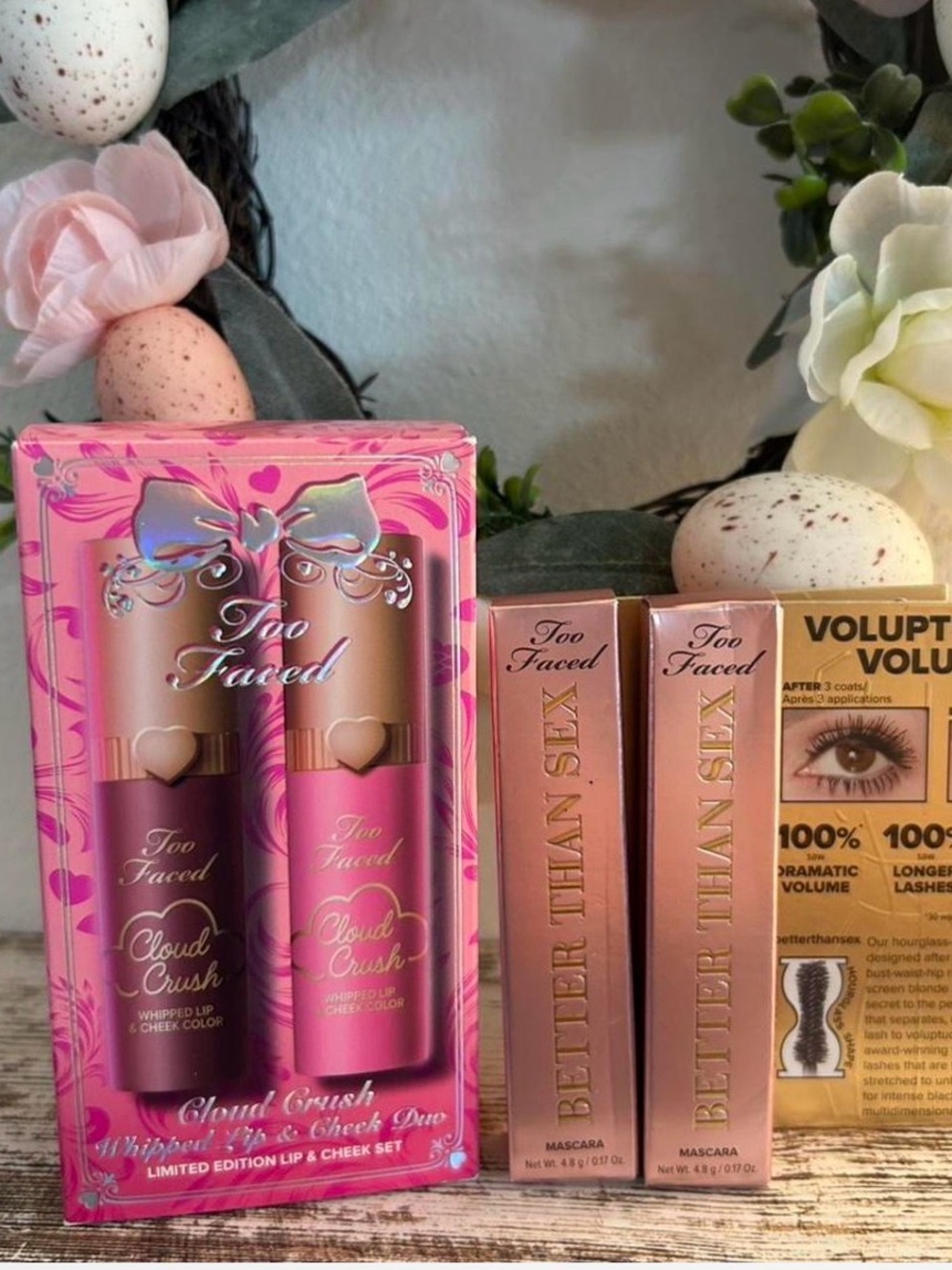 Too Faced Cloud Crush Lip & Cheek Duo with Better Than Sex Mascara X2 — Pink
